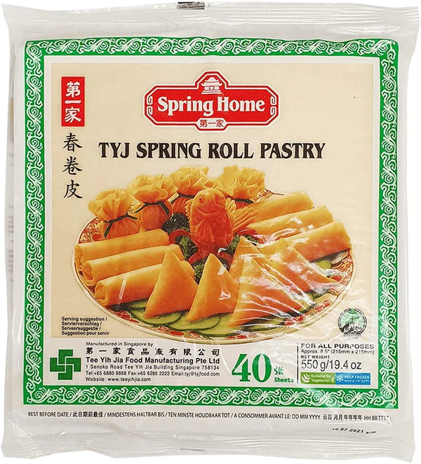 TYJ - Frozen Spring Roll Pastry - 8 x 8 Inches - (40s) - 550g