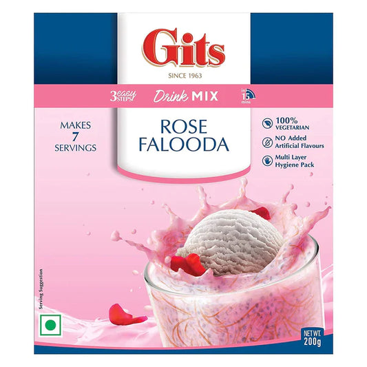 Gits - Rose Falooda Mix - (ready to cook rose flavoured dessert drink mix) - 200g