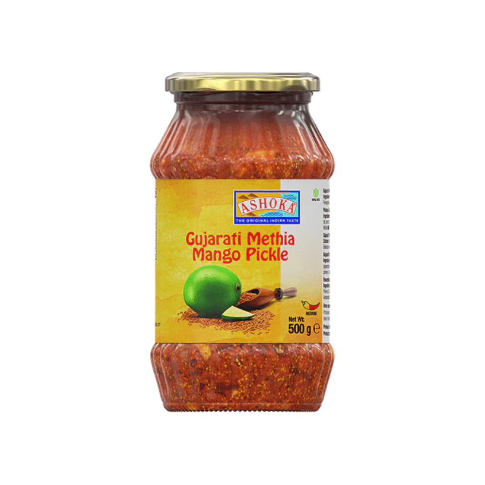 Ashoka - Mango Mixed With Cracked Fenugreek Pickle - (gujarati methia mango pickle - medium) - 500g