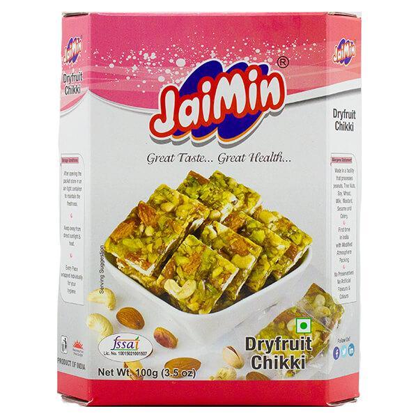 Jaimin Dry Fruit Chikki (cashew nut brittle with almond and pistachio) - 100g