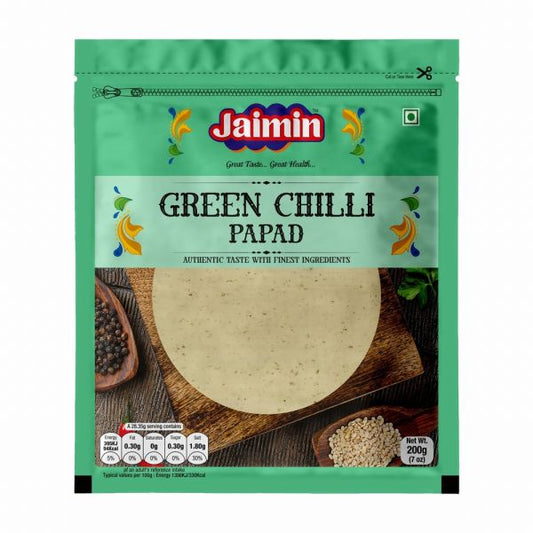 Jaimin Green Chilli Papad 200g